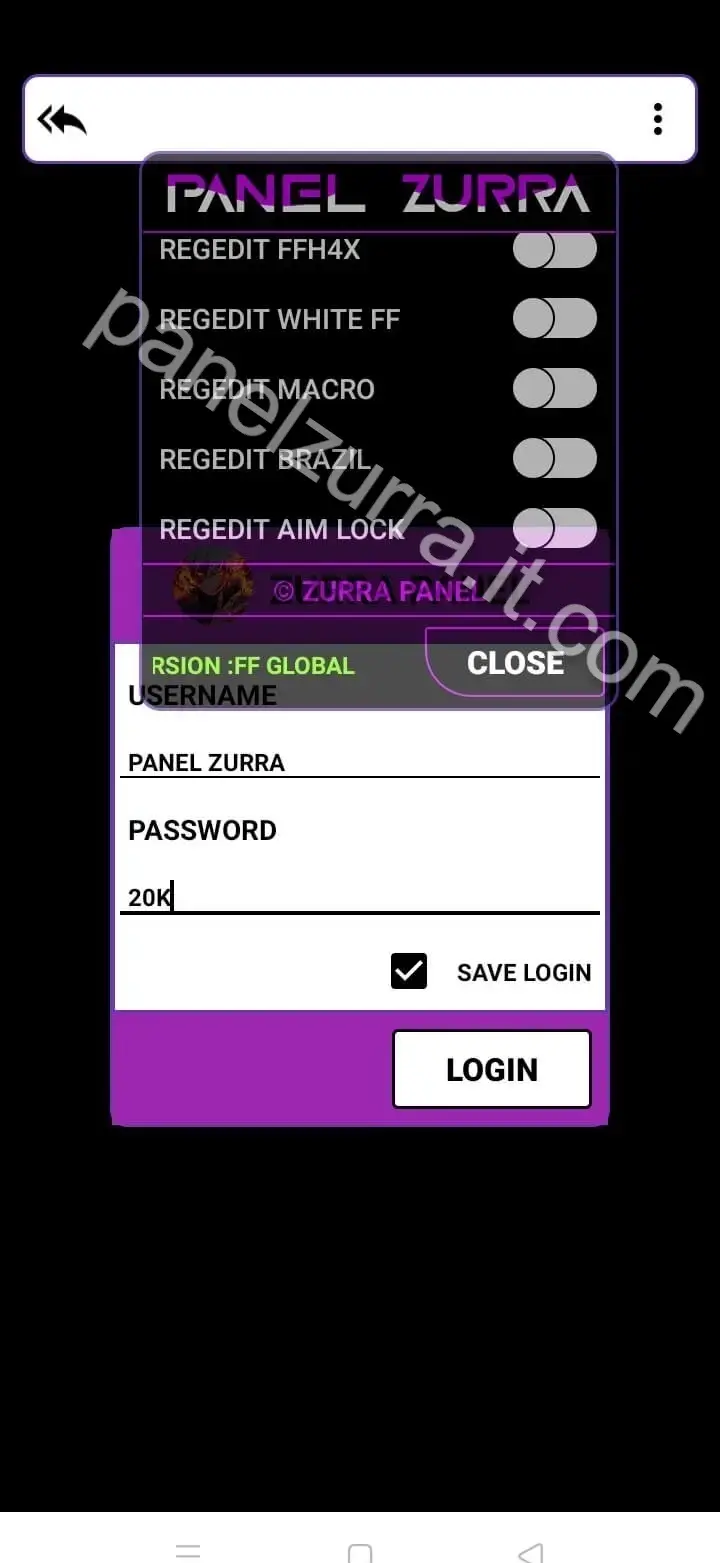 Screenshot of Panelzurra Anti Ban Protection