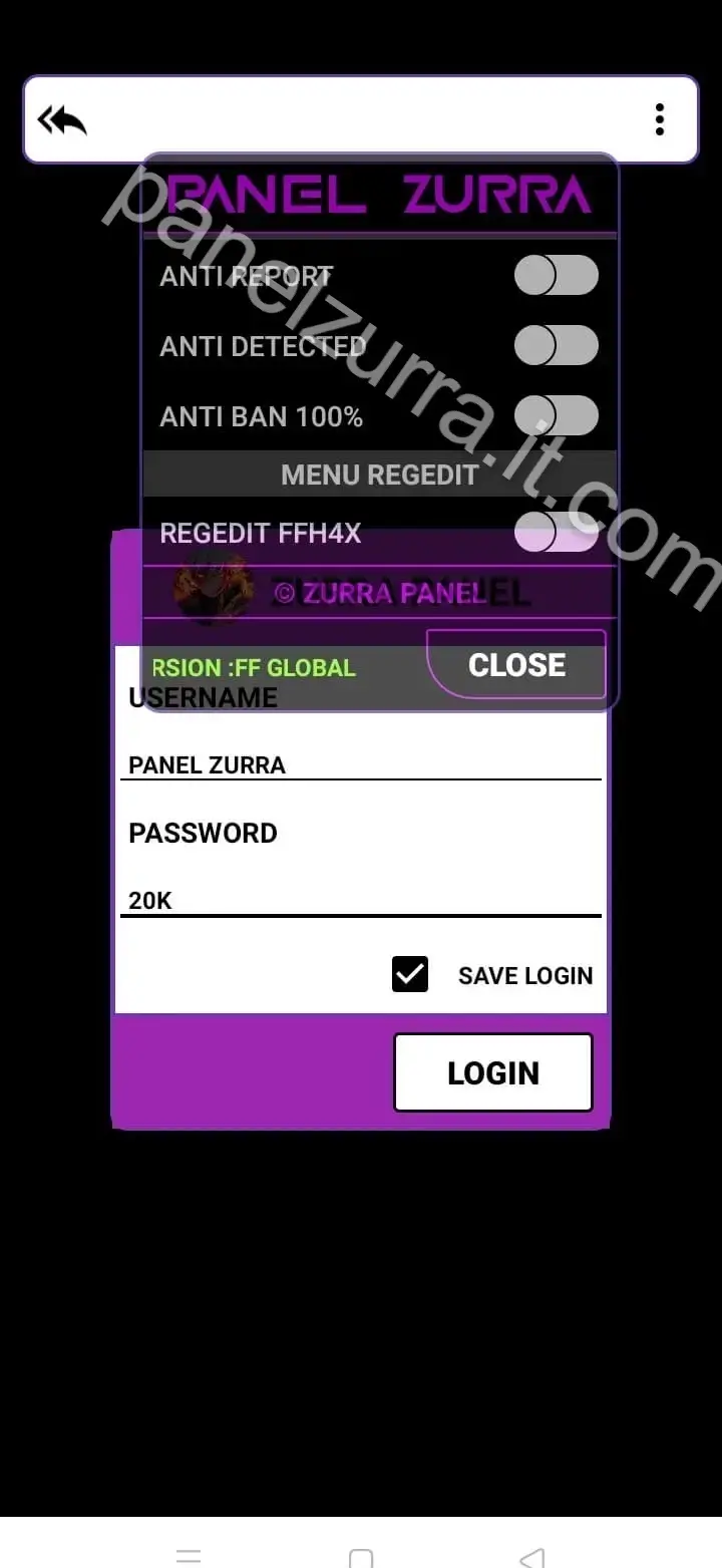 Screenshot of Panelzurra Auto Aim